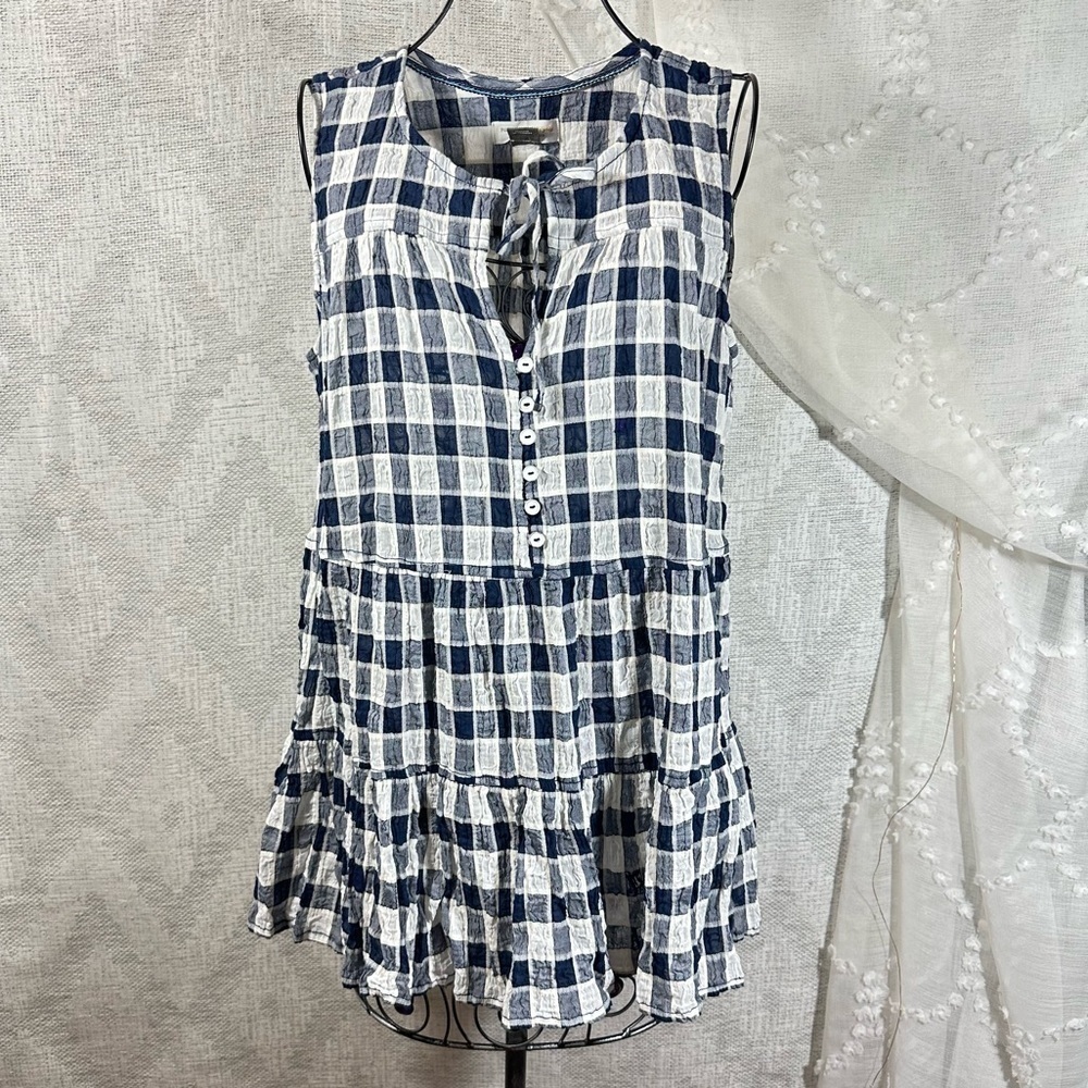 Pilcro blue plaid peplum tunic size XS